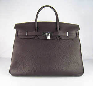 Hermes Birkin 40Cm Togo Leather Handbags Dark Coffee Silver